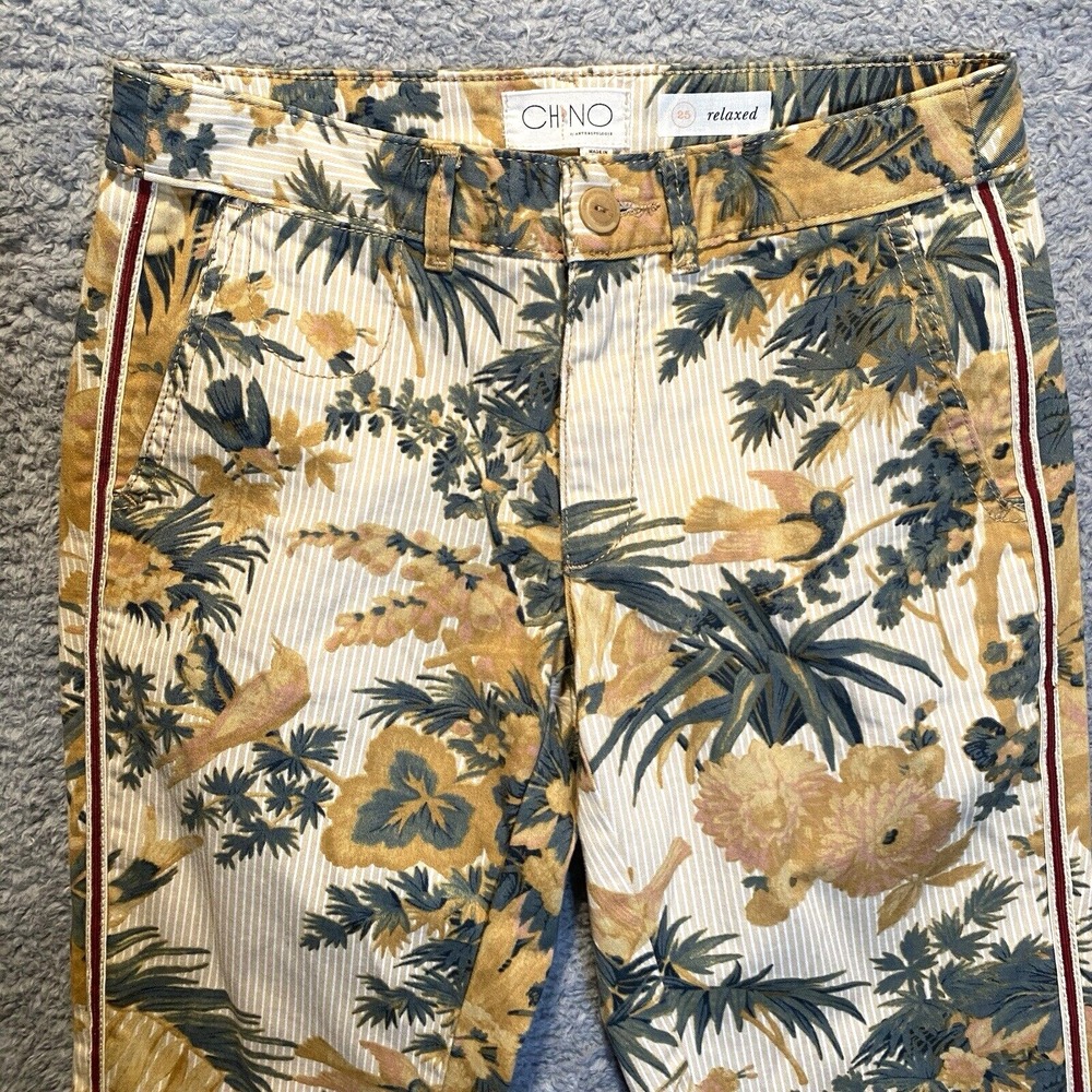 Anthropologie Womens Pants Tropical Floral Print Relaxed Size 25 Straight Beach‎ - Picture 3 of 13